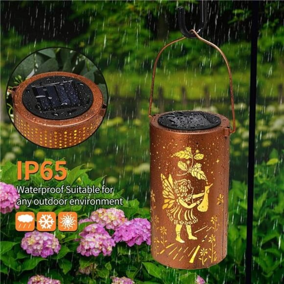 Solar Flower Fairy Lantern Outdoor Waterproof LED Garden Light Hanging Decor - Picture 6 of 7